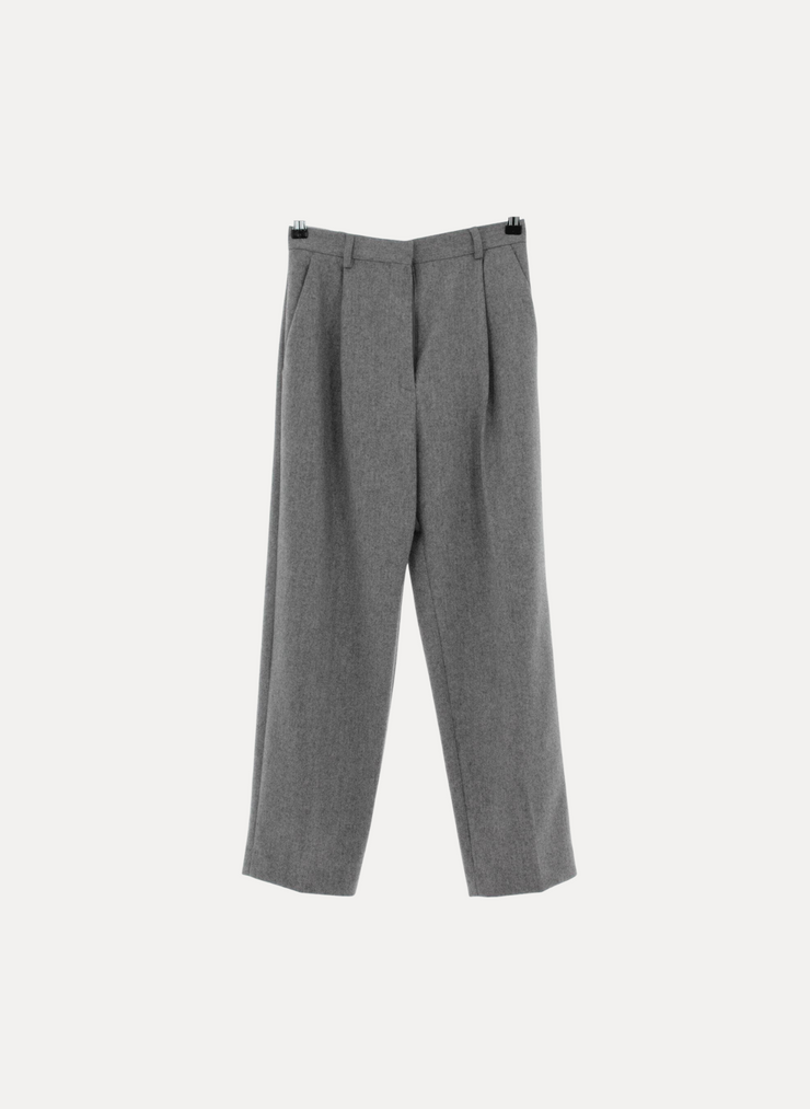 Pantalon droit en laine Harmony gris 100% laine. Taille 36.