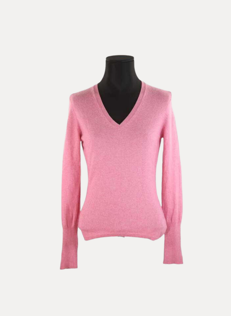Pull-over en cachemire Eric Bompard rose. Taille 36.