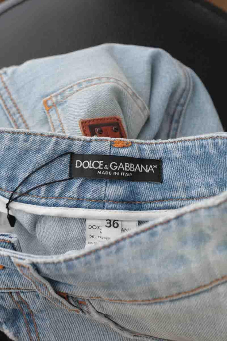 Mini jupe Dolce & Gabbana bleu. Matière principale coton. Taille 32.