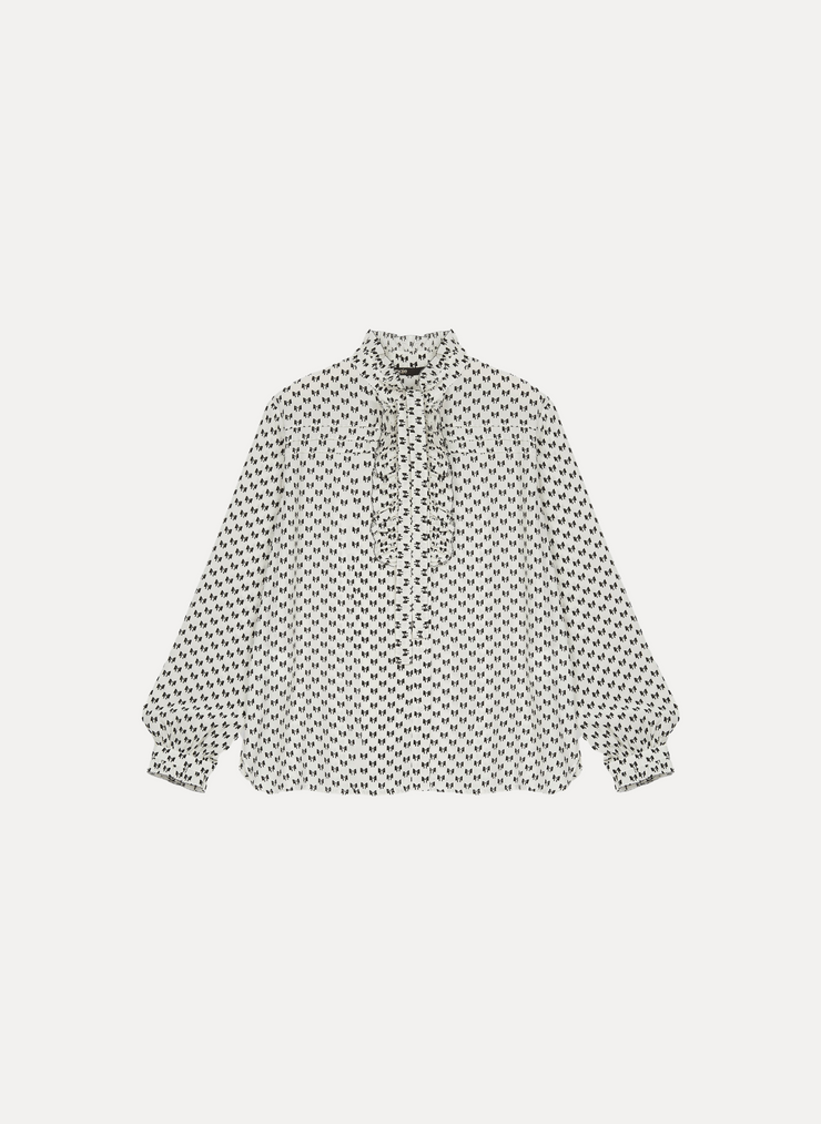 Chemise en mousseline lurex imprimée de la marque MAJE pour femme de taille M/38 de couleur Blanc en vente en ligne sur Circular Clothing Paris