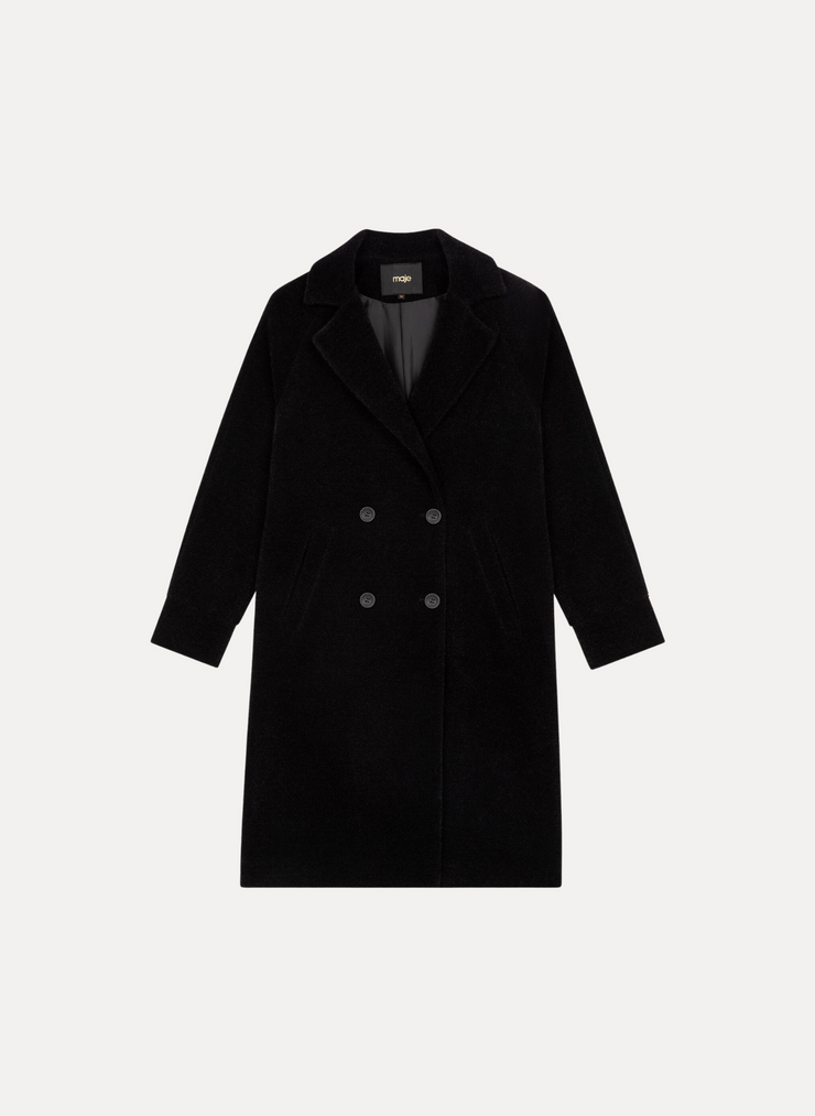 Manteau EN TRICOTINE À DOUBLE BOUTONNAGE de la marque MAJE pour femme de taille M/38 de couleur Noir en vente en ligne sur Circular Clothing Paris