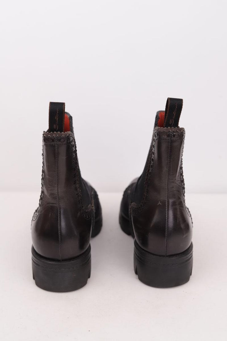 Boots Santoni noir. Matière principale cuir. Taille 36.
