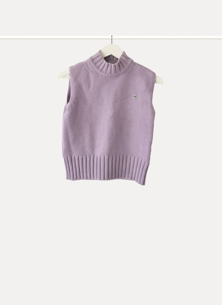 Pull sans manches de la marque LACOSTE pour femme de taille L/40 de couleur Violet en vente en ligne sur Circular Clothing Paris
