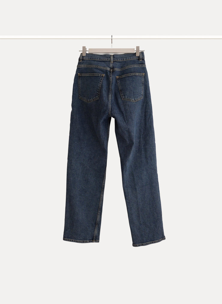 Blue S/36 high waisted straight cut jeans