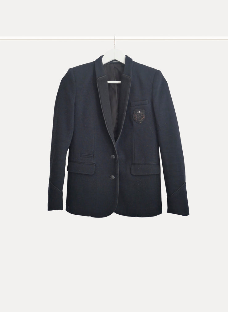 Veste coupe blazer en laine de la marque THE KOOPLES pour femme de taille S/36 de couleur Noir en vente en ligne sur Circular Clothing Paris