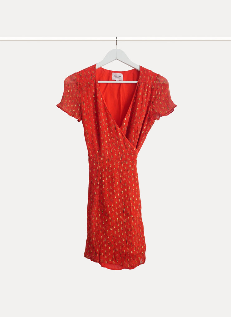 Robe courte fermeture portefeuille de la marque SÉZANE pour femme de taille M/38 de couleur Rouge, Imprimé en vente en ligne sur Circular Clothing Paris