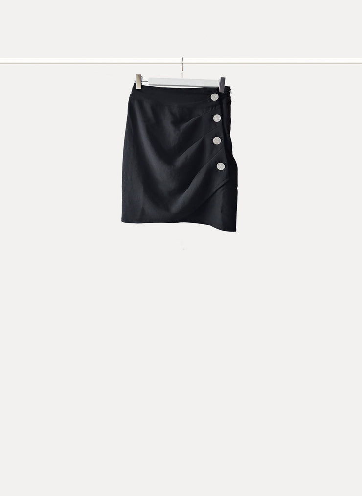 Jupe mini SANYA de la marque BA&SH pour femme de taille XS/34 de couleur Noir en vente en ligne sur Circular Clothing Paris