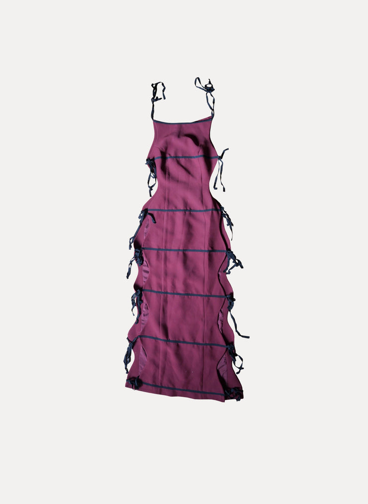 Robe longue dénudé sur les côtés de la marque FILIARMI pour femme de taille XS/34 de couleur Bordeaux en vente en ligne sur Circular Clothing Paris