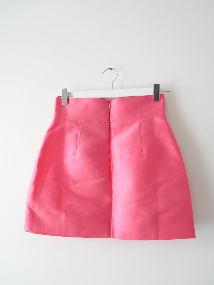 Jupe Ronna Sculptural Silk Blend Mini Skirt Rose S/36