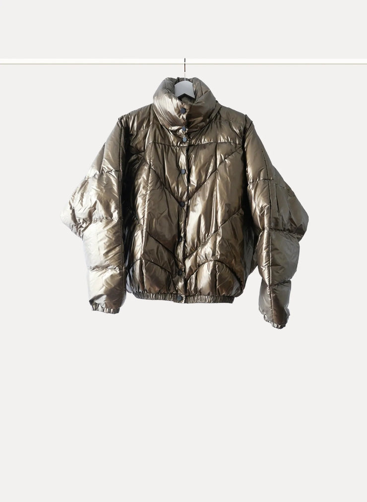 Manteau en duvet de canard de la marque PYRENEX pour femme de taille S/36 de couleur Or en vente en ligne sur Circular Clothing Paris