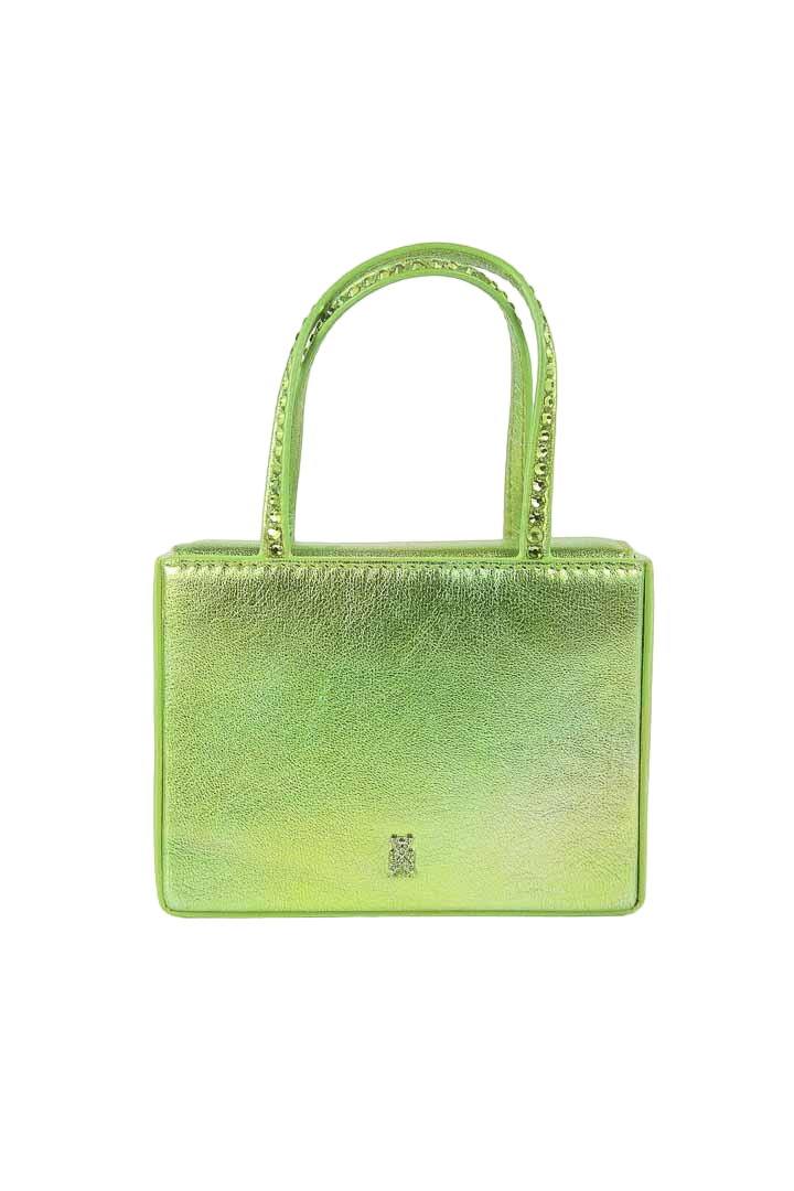 Mini sac en cuir Amina Muaddi vert 100% cuir.