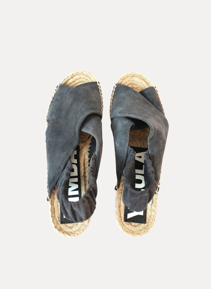 Sandales espadrilles compensées de la marque Bimba y Lola pour femme de taille T38 de couleur Gris, Beige en vente sur la friperie en ligne Circular Clothing Paris