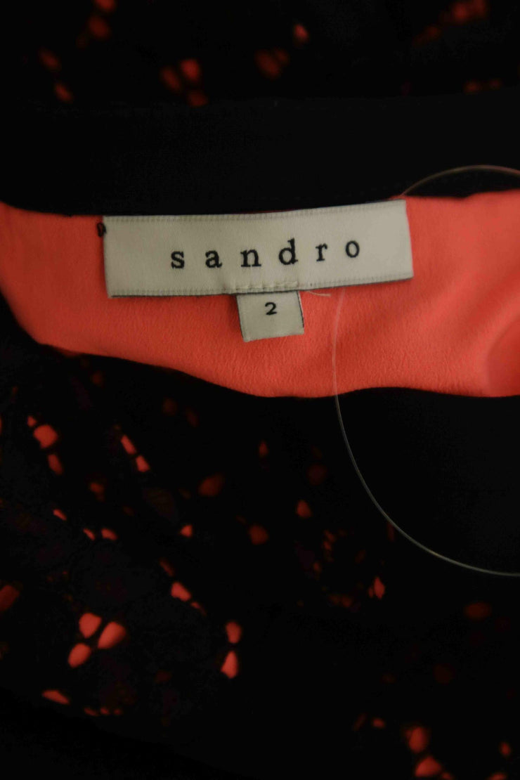 Robe en coton Sandro noir. Taille 38.