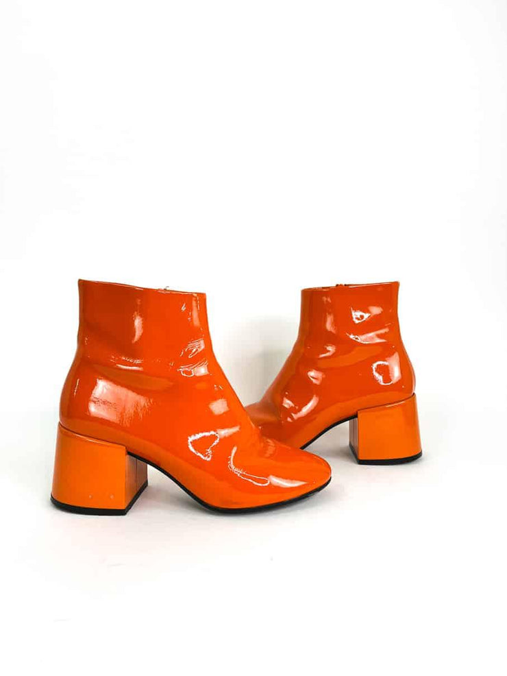 MM6 laarzen met hak in Maison Margiela oranje leer 100% leer. Maat 37