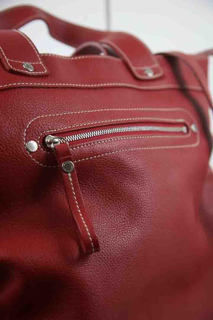 Bandoulière Longchamp rouge 100% cuir