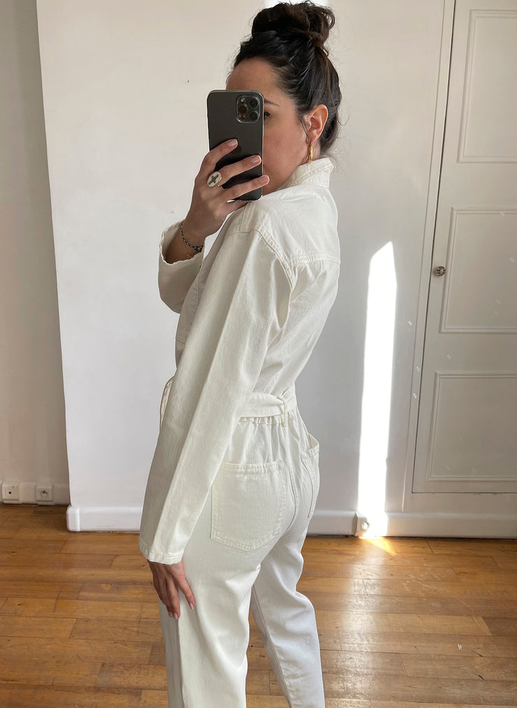Combinaison Pantalon modèle Toudi de la marque IRO pour femme  de taille S/36 de couleur Blanc en vente sur la friperie en ligne Circular Clothing Paris